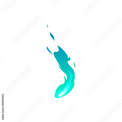 Vector illustration of fire effect, green shade, with twisted tongues of flame. photo