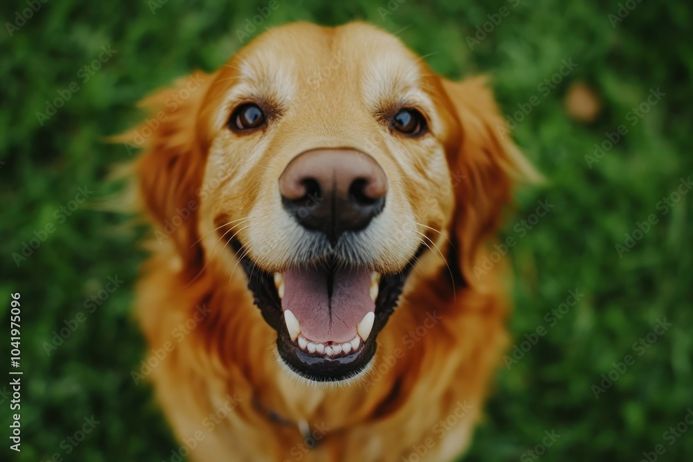 Obraz premium Happy Golden Retriever Smiling Outdoors