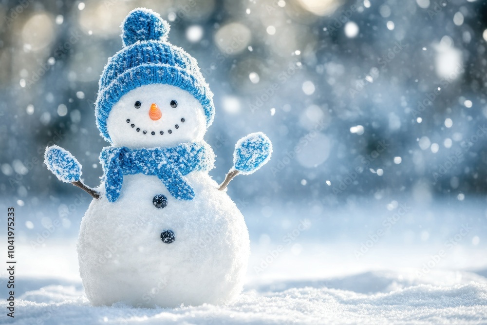 Cheerful Snowman in a Winter Wonderland Scene