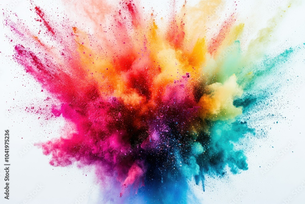 Fototapeta premium Vibrant Colorful Powder Explosion on White Background