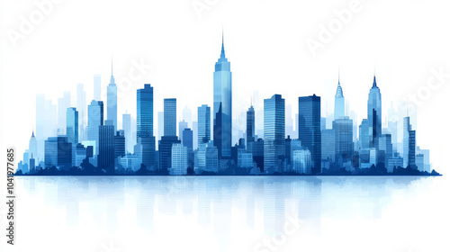 Wallpaper Mural Blue city landmark skyline reflection illustration Torontodigital.ca