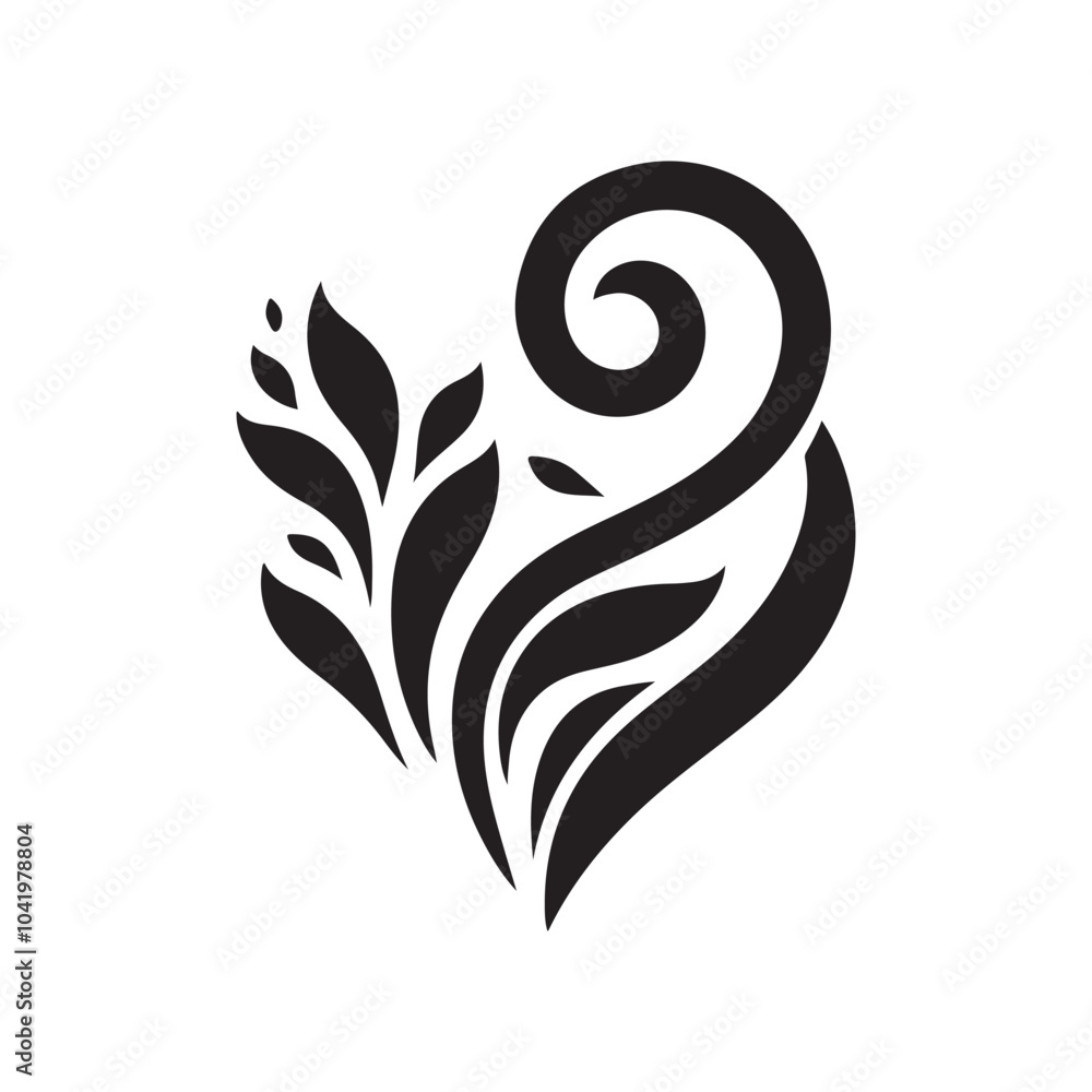 vector love shape with leaf and curved shape vector love shape with leaf and curved shape