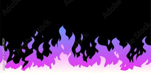Lilac gas or fire flame border effect, burning purple gradient painted bonfire, cartoon devouring vector background