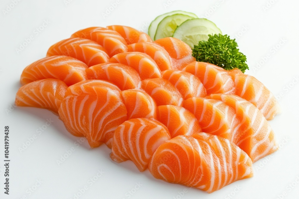 Fresh Salmon Slices on a White Background Fresh Salmon Slices on a White Background