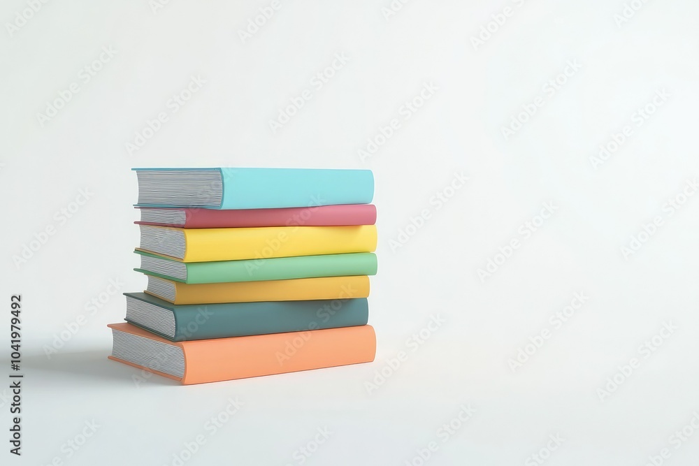 Stack of Colorful Books on White Background Stack of Colorful Books on White Background