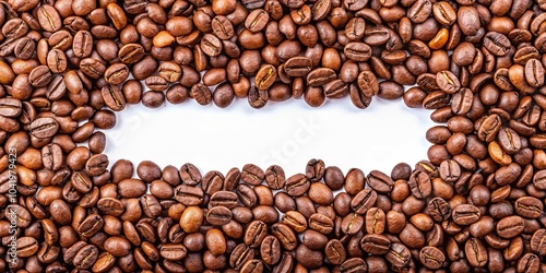 Roasted coffee beans background, symmetrical