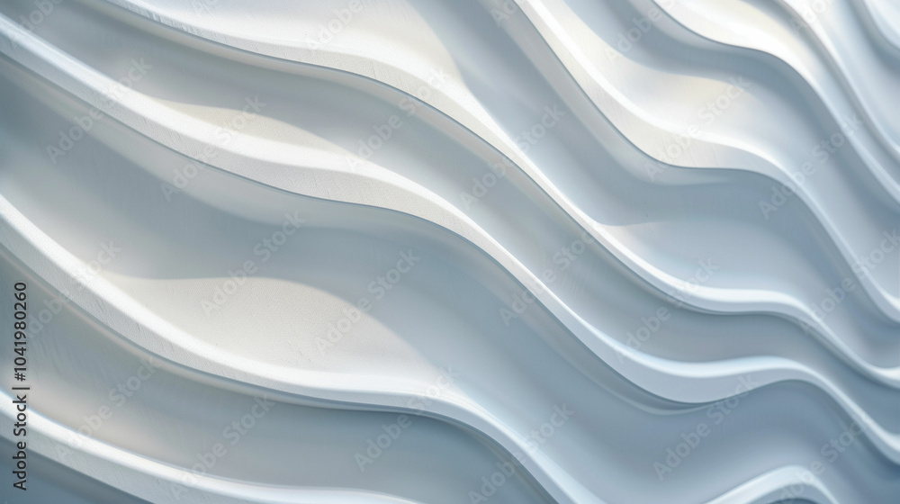 Close-up of a white wavy wall with subtle lighting Close-up of a white wavy wall with subtle lighting