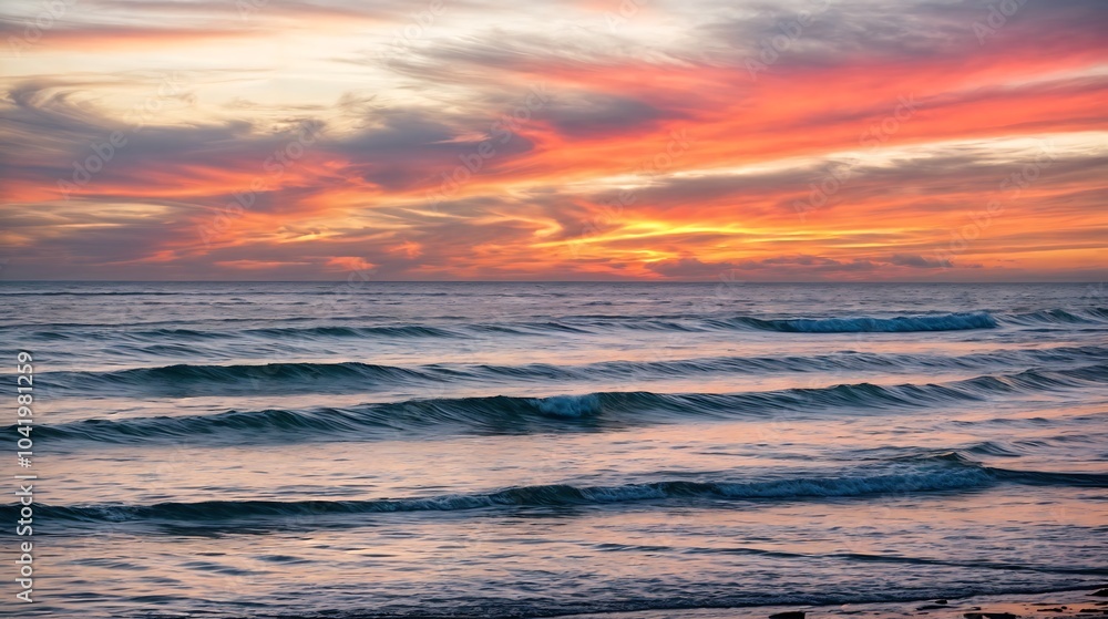 Fototapeta premium Sky with clouds over the ocean in the evening. stunning wallpaper sunset above the ocean.