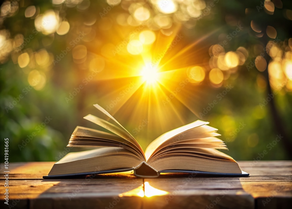Open Book with Sun Rays Symbolizing Knowledge and Wisdom for Bible Study and Learning Open Book with Sun Rays Symbolizing Knowledge and Wisdom for Bible Study and Learning
