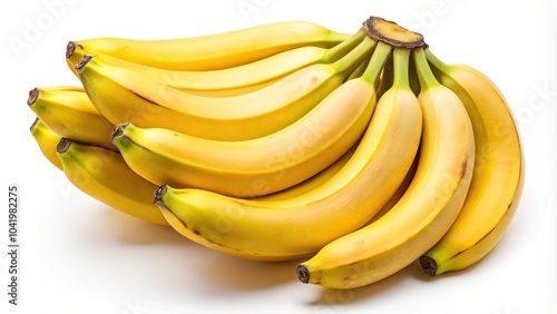 Ripe yellow bananas isolated on white background