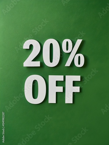 White '20% OFF' Promotional Sign on a Green Background