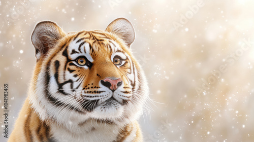 stunning tigers face with intricate details and soft background