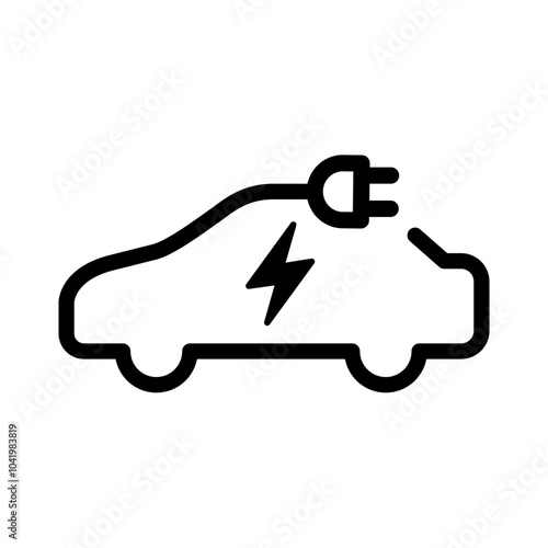 Electric car with plug icon symbol, EV car, Green hybrid vehicles charging point logotype, Eco friendly vehicle concept. Vector illustration