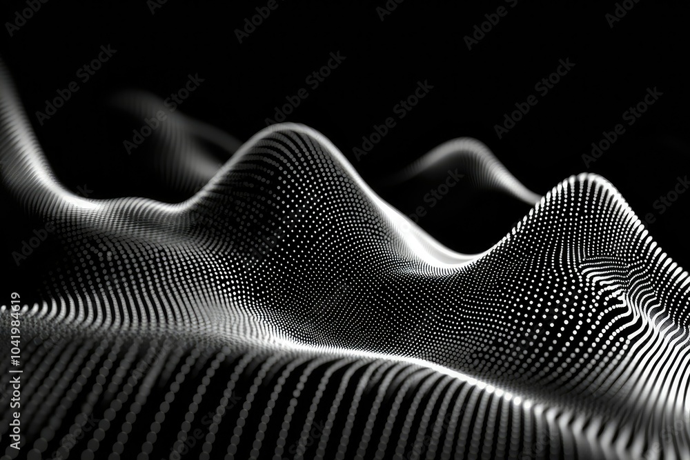 Abstract Wave Forms Comprising Dots on Black Background Abstract Wave Forms Comprising Dots on Black Background