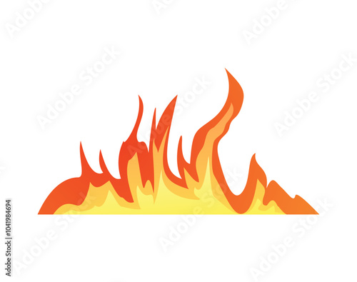 Burning bonfire or campfire border effect flat vector, cartoon red flame of fire, devouring element, burning flame with sparks
