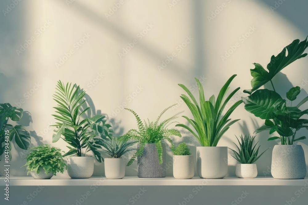Fototapeta premium Natural Greenery Arrangement in Bright Interior Space