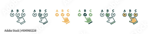 hand picking multiple choice exam test icon set job interview skill recruitment signs vector illustration for web and app