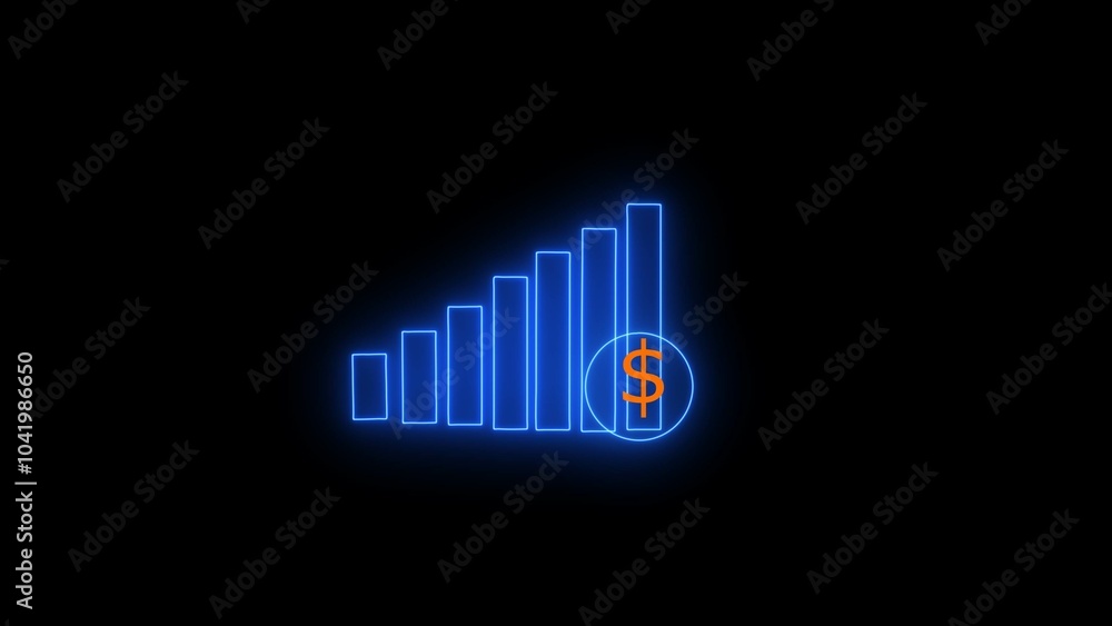 increase graph business icon animation. Dark background. increase graph business icon animation. Dark background.
