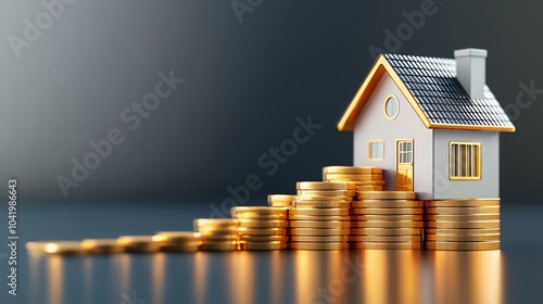 House model with coins, financial growth concept