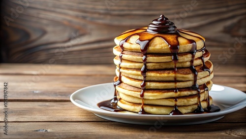 Wallpaper Mural Delicious stack of pancakes drizzled with chocolate syrup Torontodigital.ca