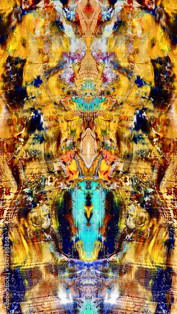 Fototapeta premium Abstract background art . Ethnic pattern. Mixtures of oil paint. Trendy hand painting canvas. Wall decor and Wall art prints Idea. 3D Texture. Art object