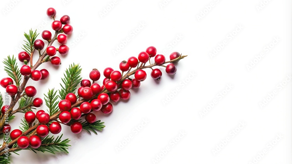 Sprig of holly with red berries on white background Sprig of holly with red berries on white background