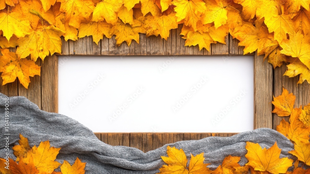 Obraz premium Rustic Autumn Table with Leaves Decoration