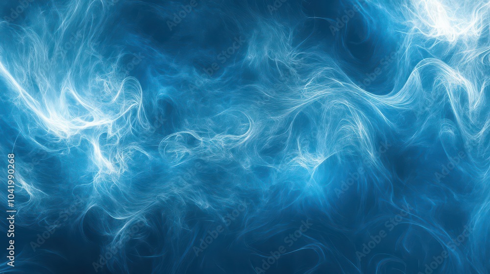 Obraz premium Blue Abstract Smoke Waves on Dark Background