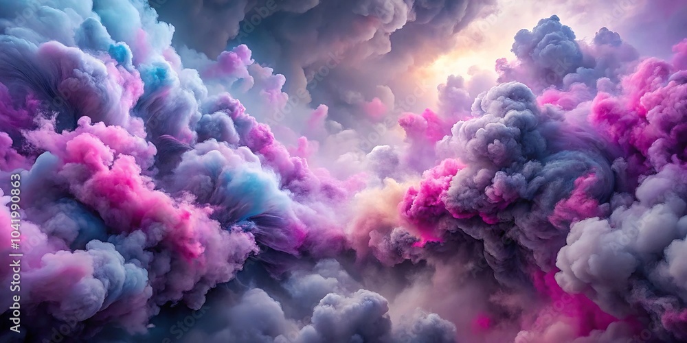 Colorful abstract background with shifting shades of gray, pink, and purple resembling a dynamic explosion in the clouds Colorful abstract background with shifting shades of gray, pink, and purple resembling a dynamic explosion in the clouds