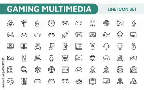 Gaming Icon Set. Vibrant and dynamic icons for game design, streaming, and e-sports branding, perfect for creating immersive interfaces and enhancing your gaming projects.