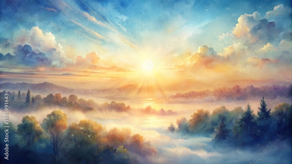 Obraz premium soft grey watercolor texture with abstract morning light aerial view