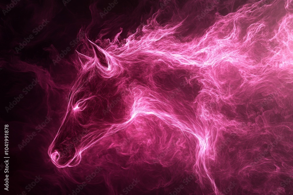 Obraz premium Abstract Pink Horse Head in Smoke