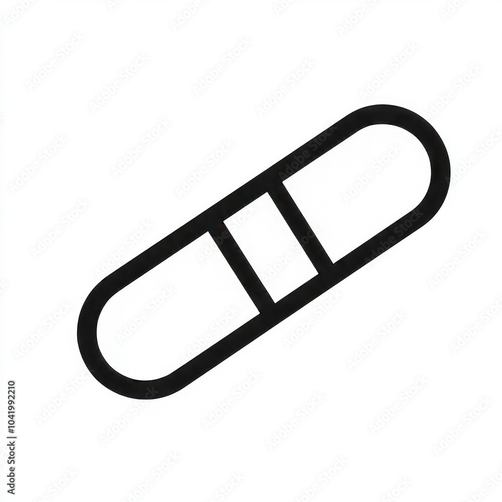 Black and white icon of a pill Black and white icon of a pill