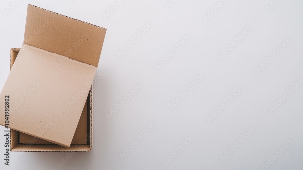 A single cardboard box with flaps open, isolated on white, ready for packing A single cardboard box with flaps open, isolated on white, ready for packing