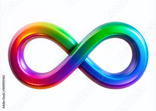 Rainbow Gradient Infinity Symbols on White Background for Vibrant Product Photography