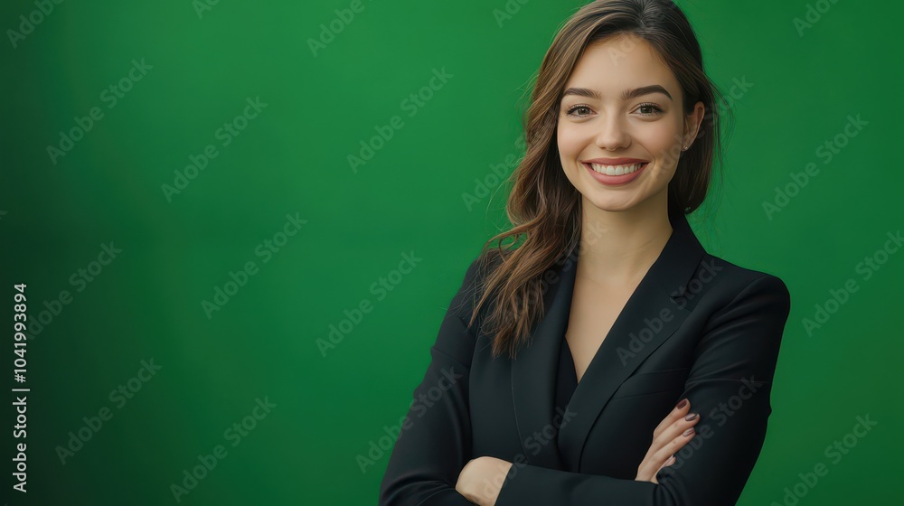 Confident Young Woman in Business Attire Smiling Confident Young Woman in Business Attire Smiling