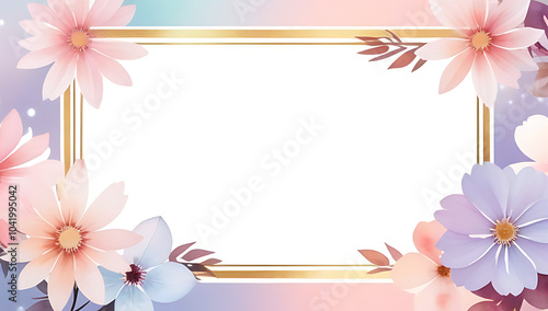 created watercolor pastel floral frame decorative border copy negative space within