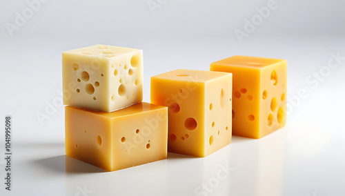 cubes cheese various colors shapes isolated white background culinary photography purposes