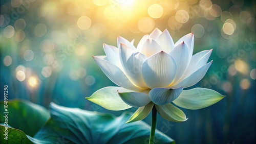 silhouette of white lotus flower on dreamy background