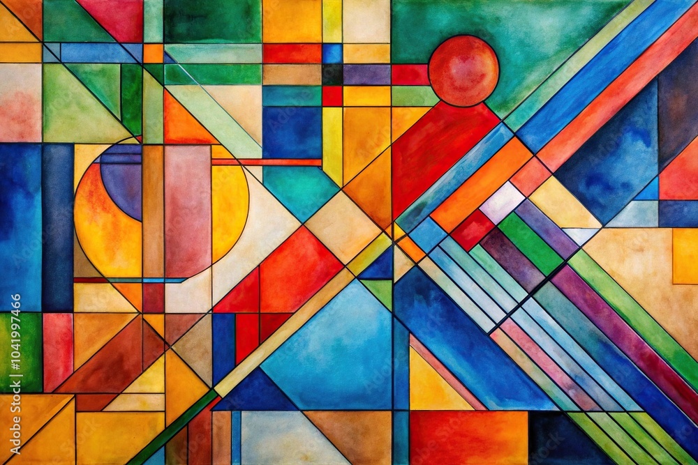 Fototapeta premium Colorful abstract painting with a geometric Bauhaus style