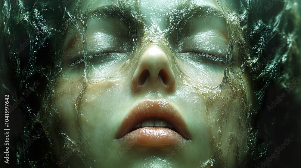 Surreal Portrait of a Woman with Eyes Closed Surreal Portrait of a Woman with Eyes Closed