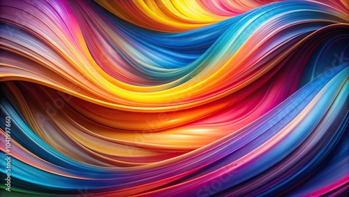 Colorful abstract painting with curved shapes and calming effect depth of field