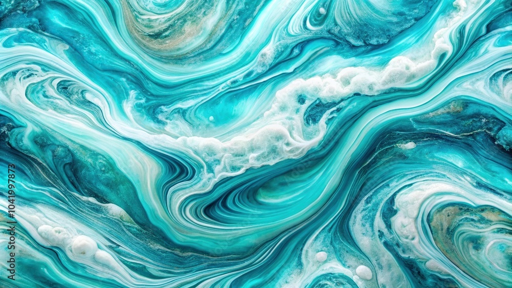 Depth of Field Abstract Turquoise and White Swirling Patterns Resembling Ocean Waves or Marble Textures Depth of Field Abstract Turquoise and White Swirling Patterns Resembling Ocean Waves or Marble Textures