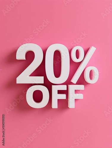 White '20% OFF' Promotional Sign on a Pink Background