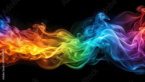 Colorful abstract smoke on black background with blurred focus