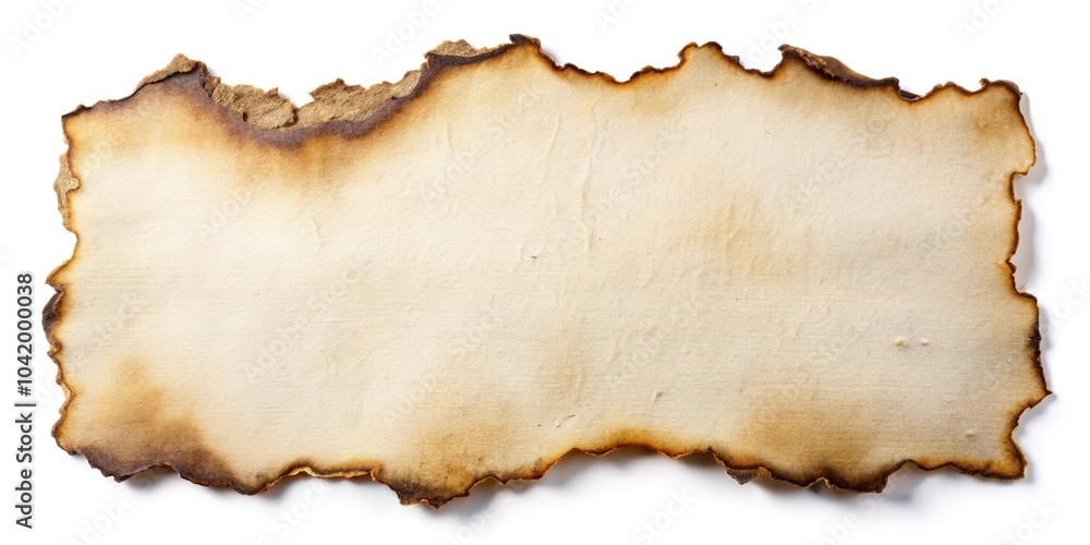 Fototapeta premium Depth of field burnt edges paper isolated on white background