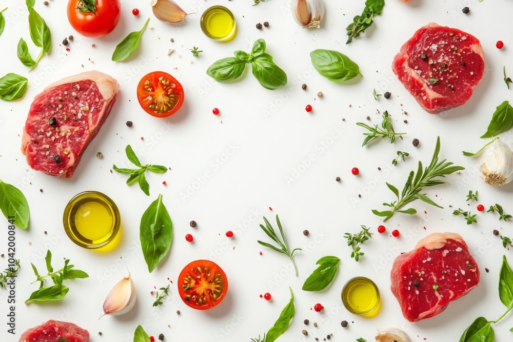 Steak and Herbs - A Culinary Composition Steak and Herbs - A Culinary Composition