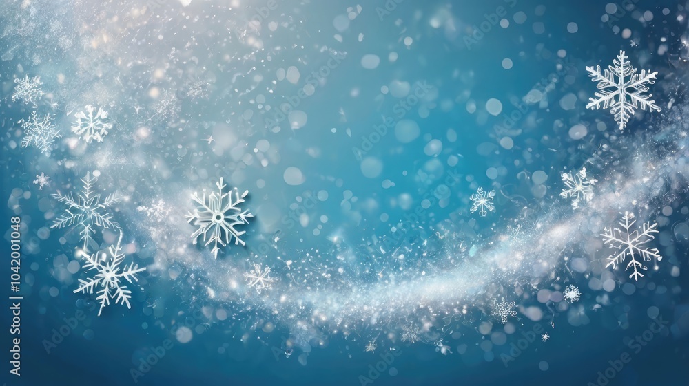 Beautiful Blue and White Winter Wonderland Background with Falling Snowflakes for Holiday Occasions Beautiful Blue and White Winter Wonderland Background with Falling Snowflakes for Holiday Occasions