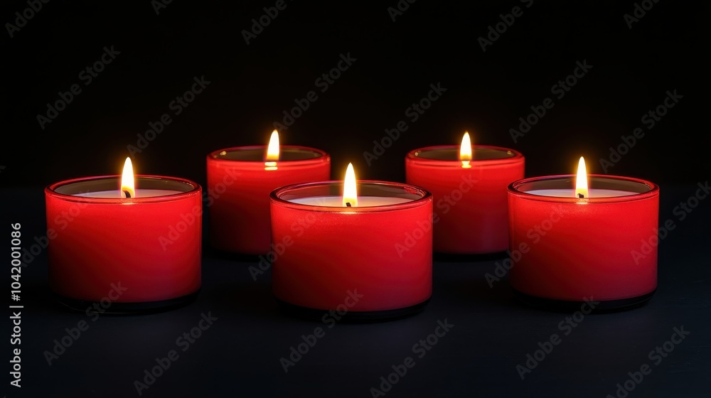 Glowing Red Candles in a Dark Setting Glowing Red Candles in a Dark Setting