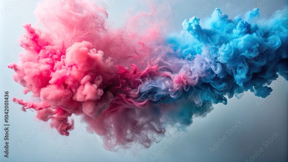 Fototapeta premium Colorful aerial photo of abstract pink and blue smoke for a gender reveal party